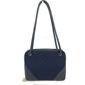 CHANEL Blue Leather Shoulder Bag